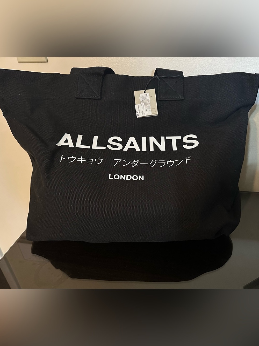All Saints Black Canvas Tote Brand New